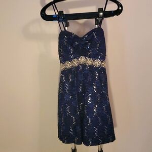 Semi Formal Navy and Sequin Dress